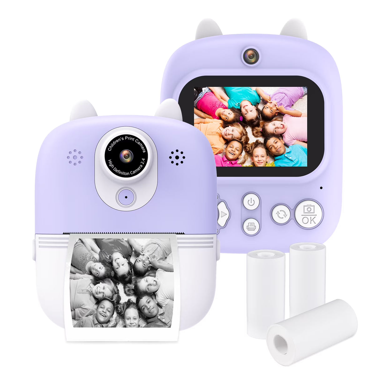 Instant Camera with Dual Lenses, 12MP, 32GB Memory, 3 Printing Paper Rolls M888188