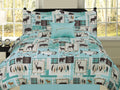 Queen Fishing Lakehouse Cabin Lodge Comforter Bedding Set Bear Fish Deer Rustic, Brown Blue and Teal Q32309