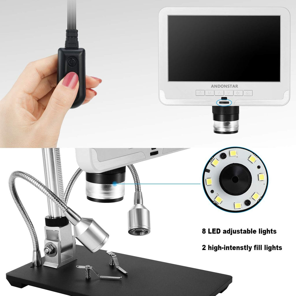 Digital Microscope 7 Inches LCD 1080P 200X Magnification Soldering Tool K66494