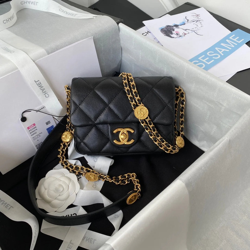 Mini Flap Bag With Top Handle Black 7.9in/20cm P29479