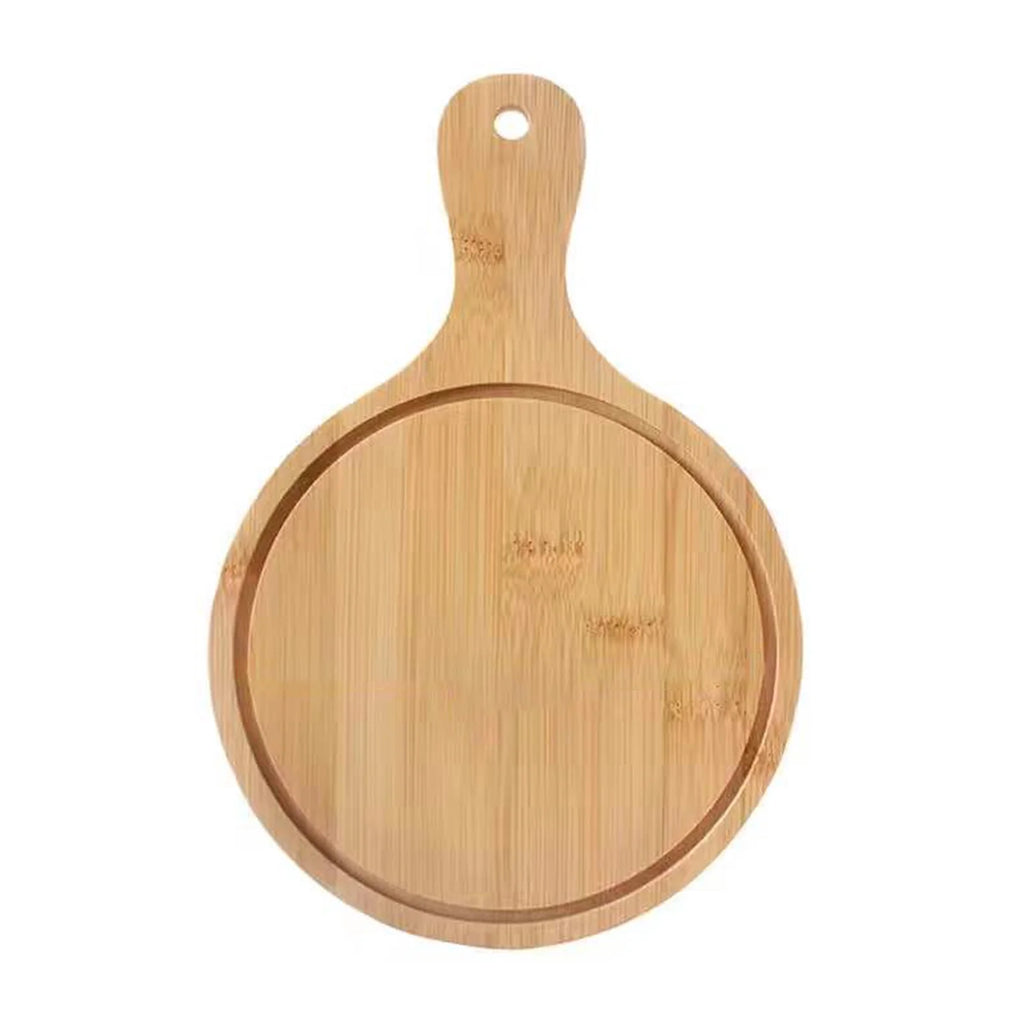 Round Bamboo Wooden Pizza Paddle Cutting Board Y732