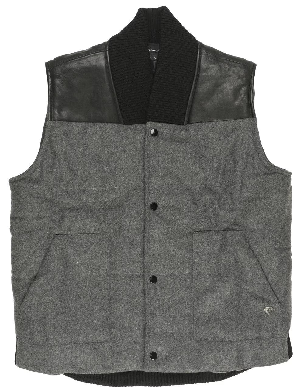 Charcoal Black Woolen Puffer Vest A16382