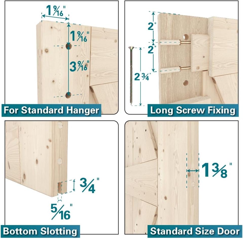 Solid Spruce Wood Sliding Barn Door Slab W68488