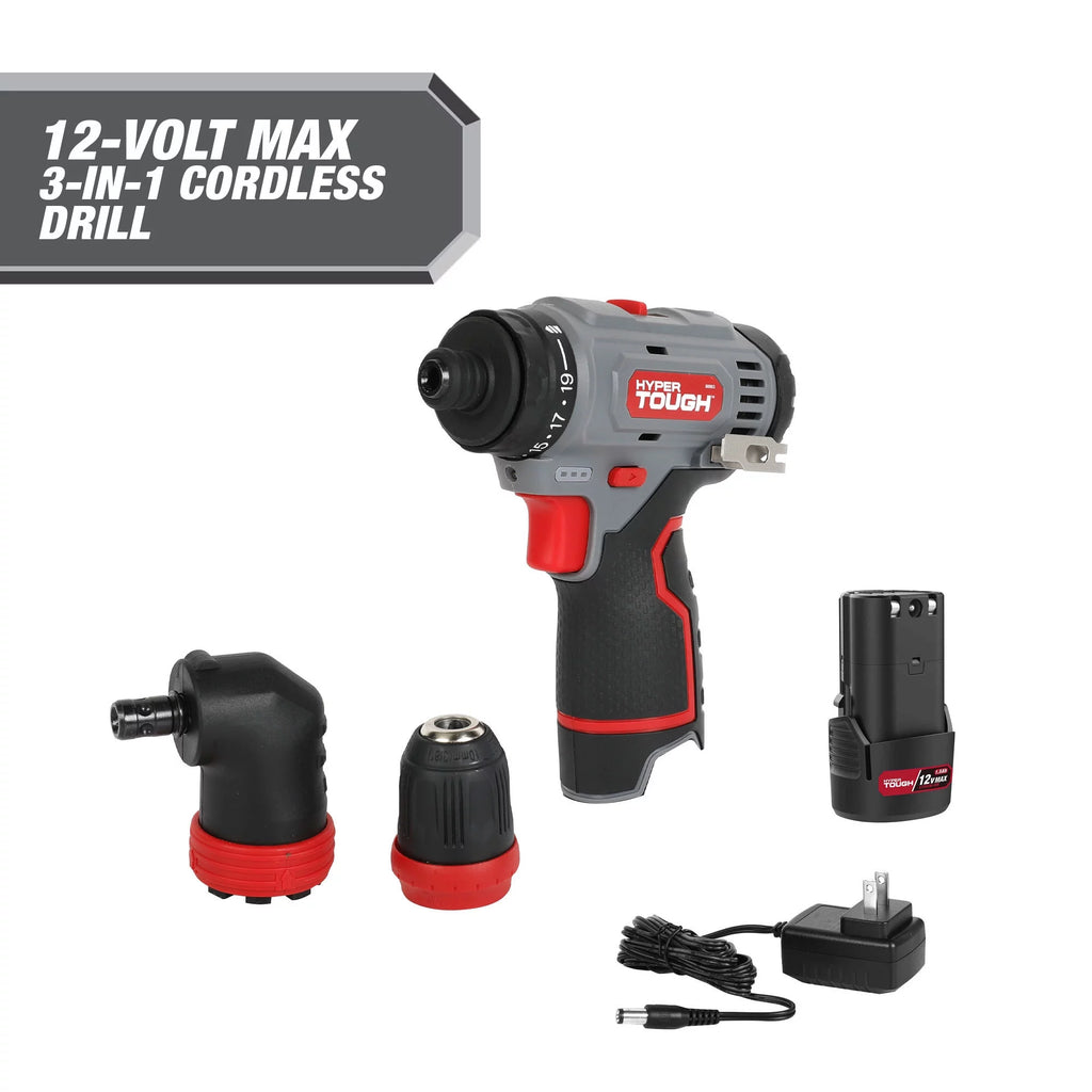 12V Max 3-in-1 Multi-Head Power Drill Set with Battery and Charger and 100-Piece Drill and Drive Tool Set A140