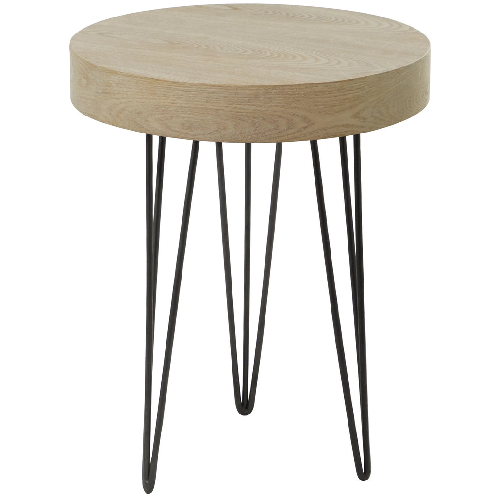 20" x 24" Brown Wood Accent Table with Black Metal Hairpin Legs N516784