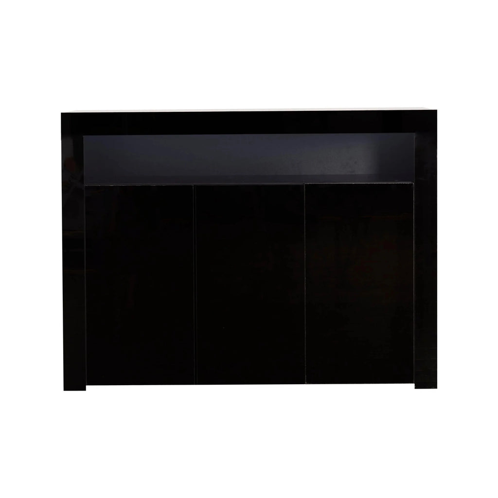 Black High Gloss Sideboard Storage Cabinet with LED Light Q8031
