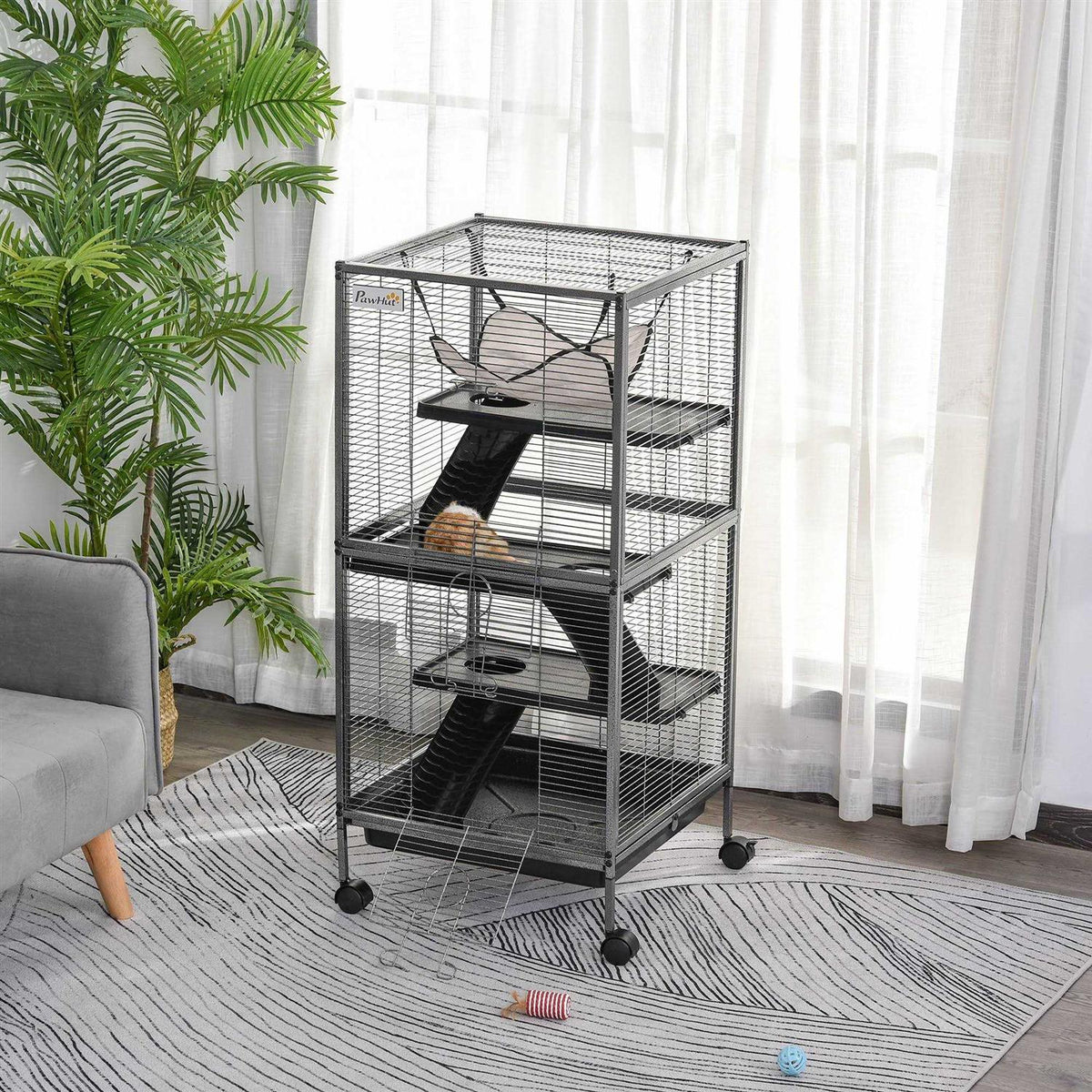 Small Animal Cage with Wheels and Hammock L9106