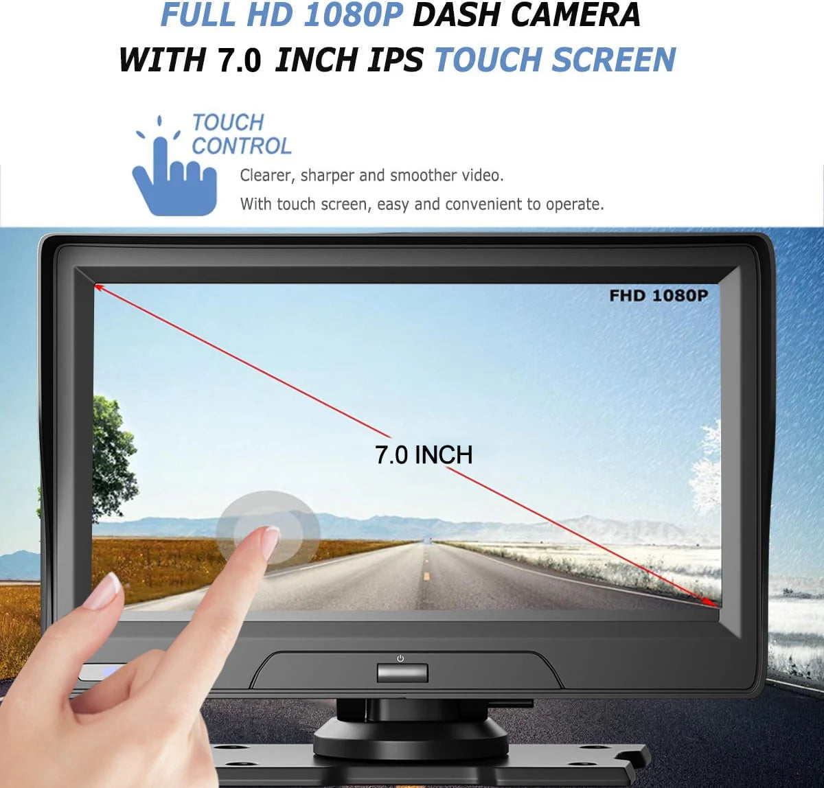 7 inch Touchscreen Wireless Apple Carplay Android Auto Dash Cam V732993