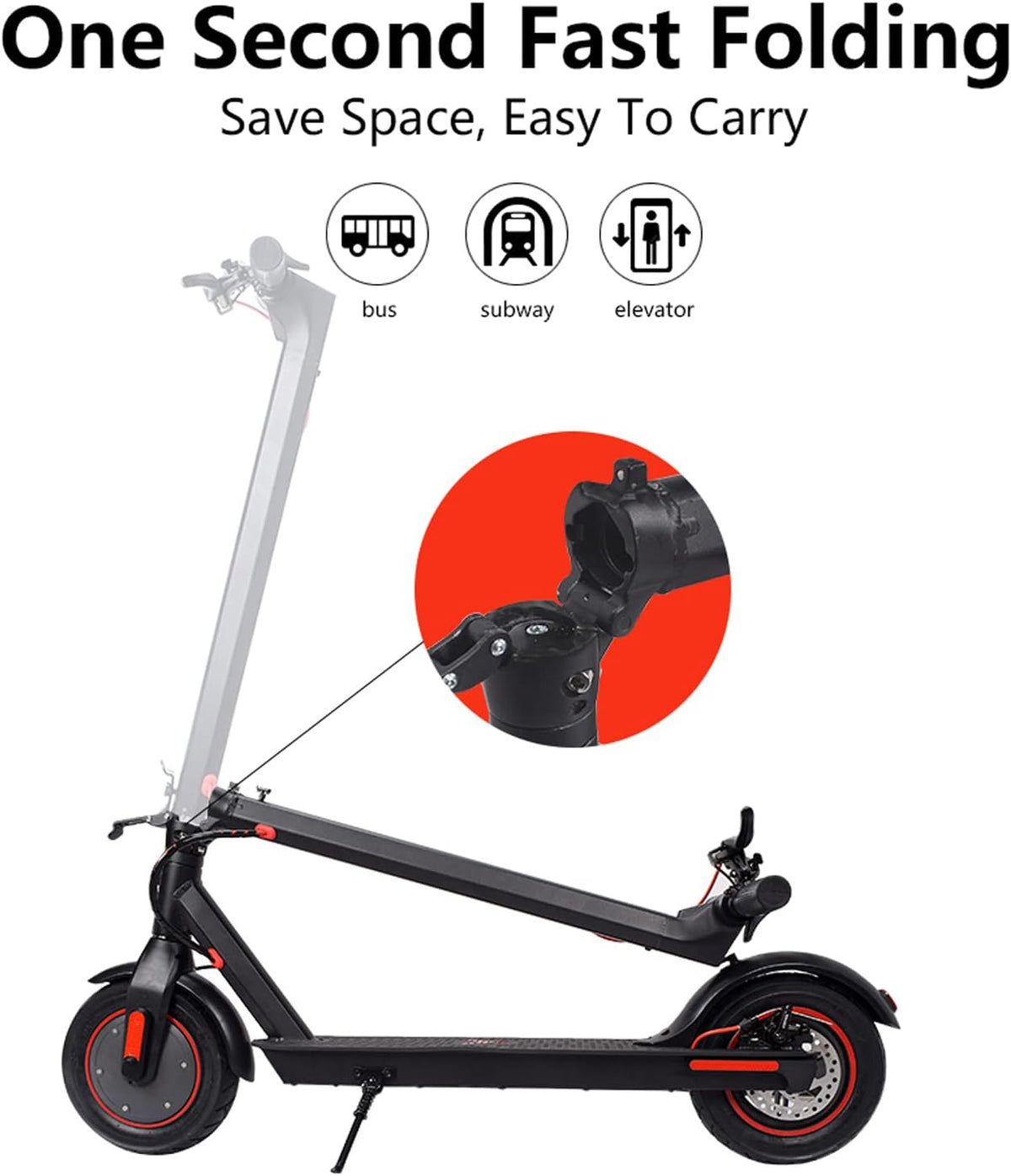 Electric Scooter with 500W Motor, 34-40 Miles Range, 15.5MPH, 10" Air Filled Tire R22814