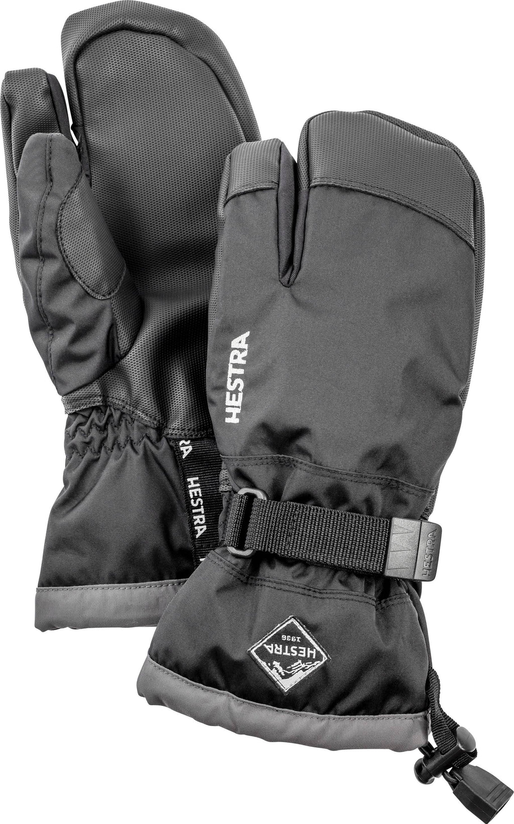 Black 3 Finger Ski Gloves F398