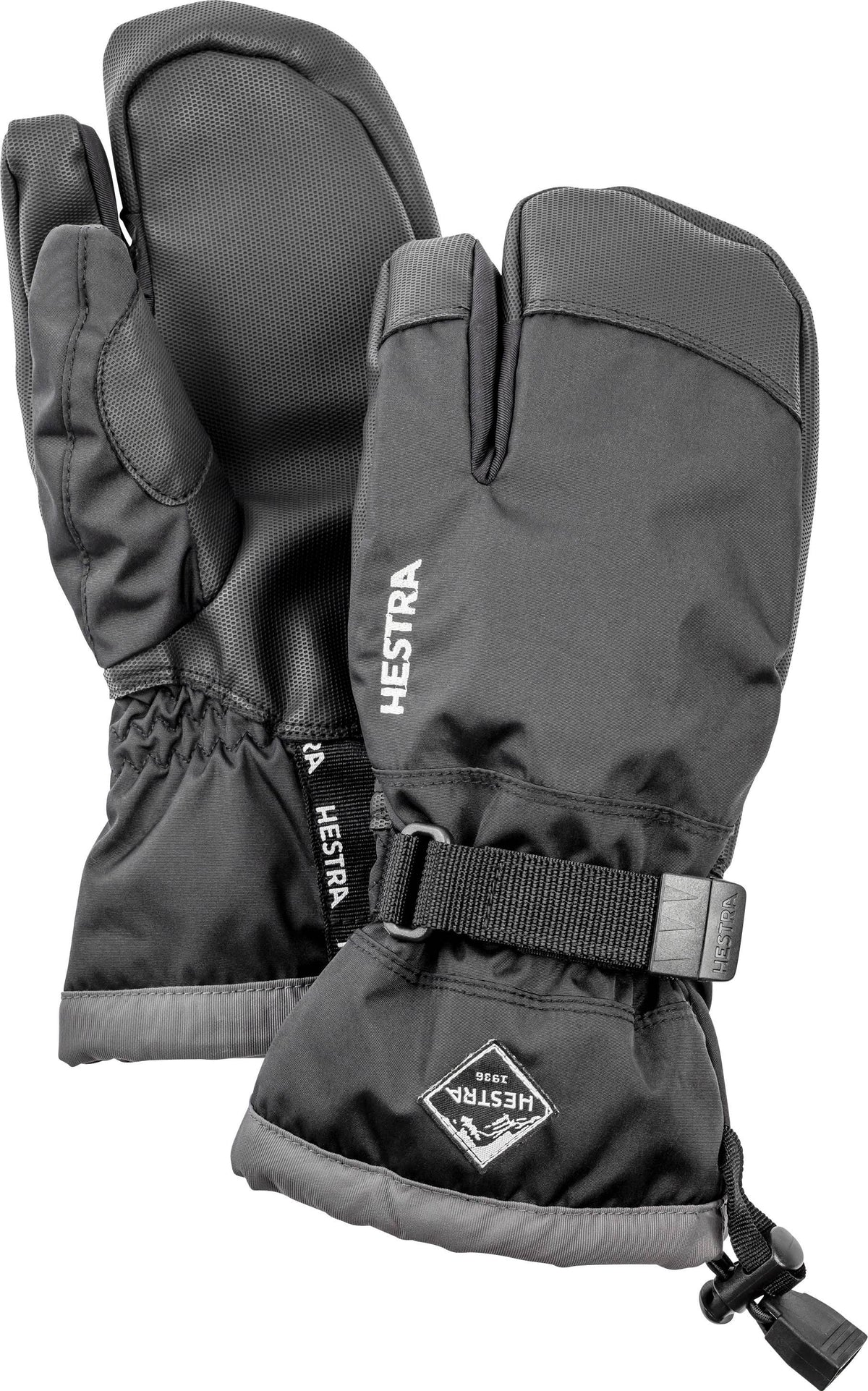 Black 3 Finger Ski Gloves F398
