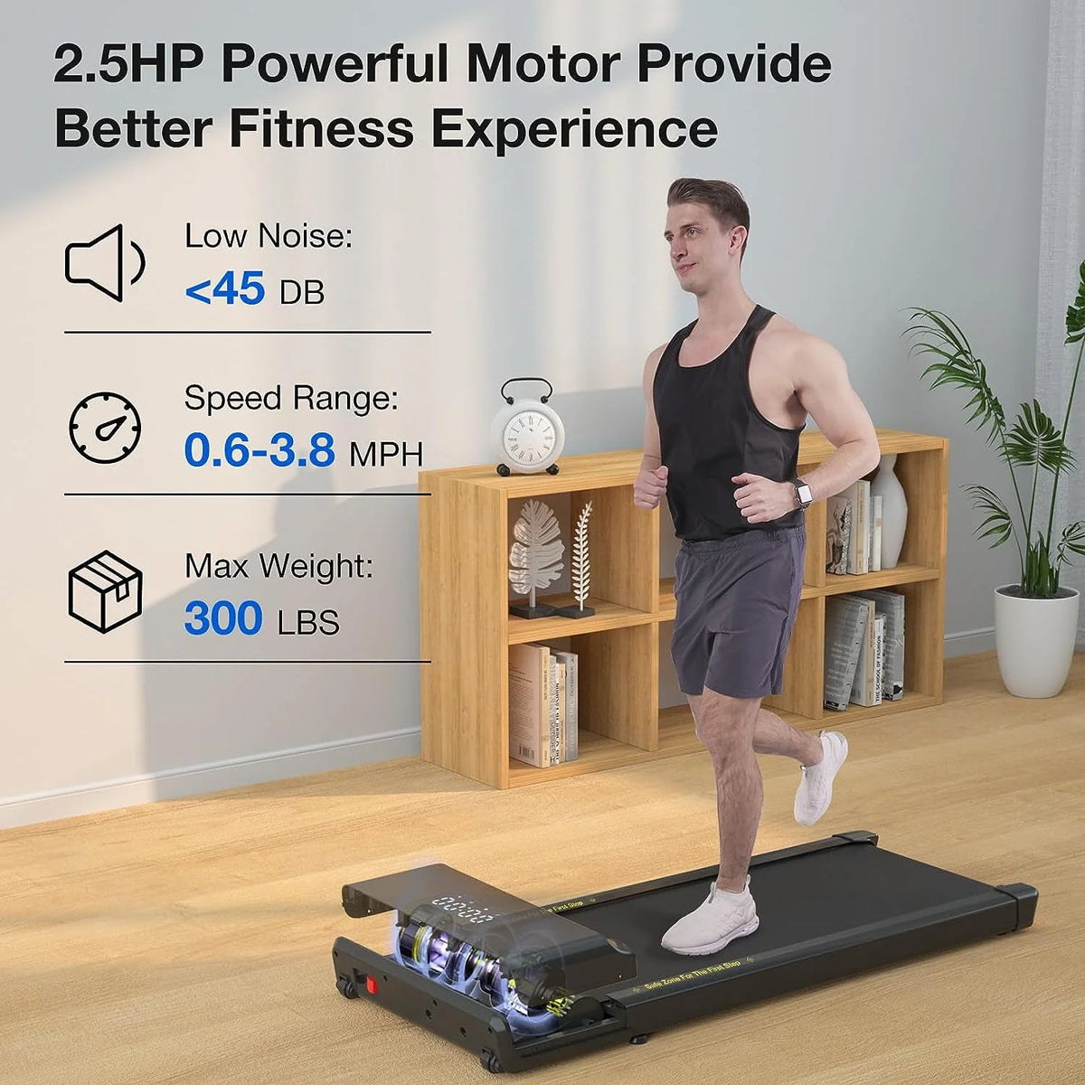 2.5Hp 300lbs Walking Pad Treadmill with Remote Control T650652